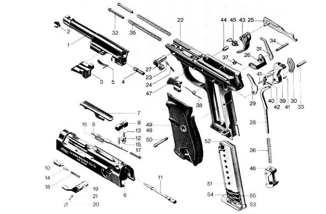 Детали и сборки пистолета Р.38 «Вальтер»