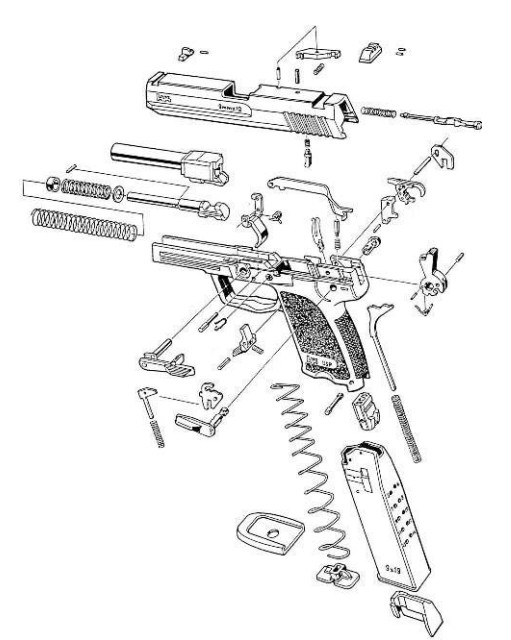 Детали и сборки пистолета USP