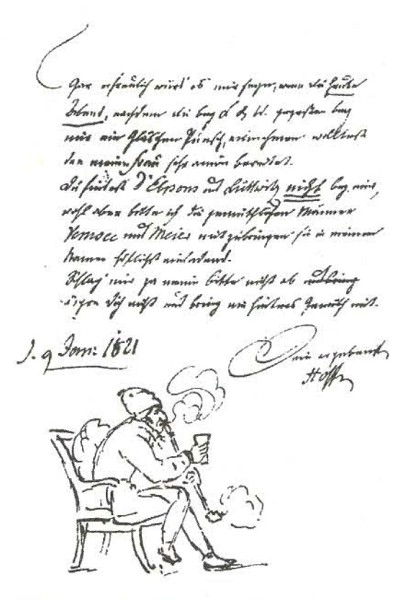 Автопортрет Э. Т. А. Гофмана на одной из его рукописей