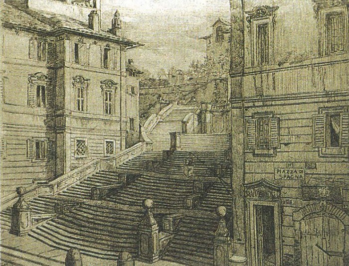М. Калкотт. Площадь Испании в Риме. 1819 г.