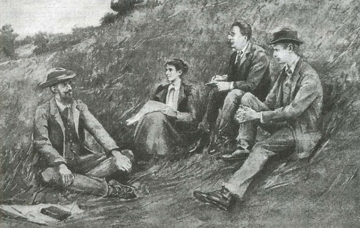 Б. Ньюкомб. Члены «Фабианского общества». 1895 г. Крайний слева — Б. Шоу
