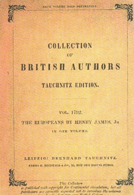 Обложка первого издания романа Г. Джеймса «Европейцы». 1878 г. Лейпциг