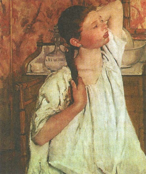 М. Кассат. Девочка, расчёсывающая волосы. 1886 г.