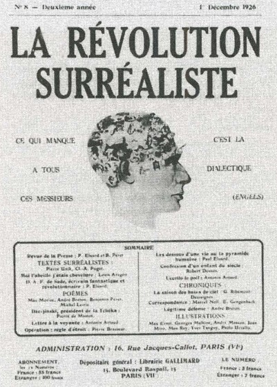 Обложка журнала « Революсьон сюрреалист». 1926 г.