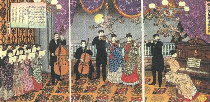 Хасимото Тиканобу. Концерт европейской музыки. 1889 г.