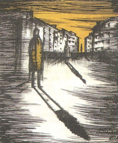 Иллюстрация к роману Абэ Кобо «Сожжённая карта». Издание 1967 г. Токио