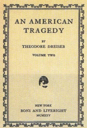 Титульный лист первого издания книги Т. Драйзера «Американская трагедия». 1925 г.