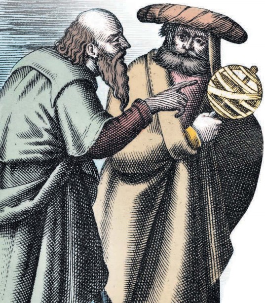 Аристотель и Птолемей спорят об устройстве Вселенной