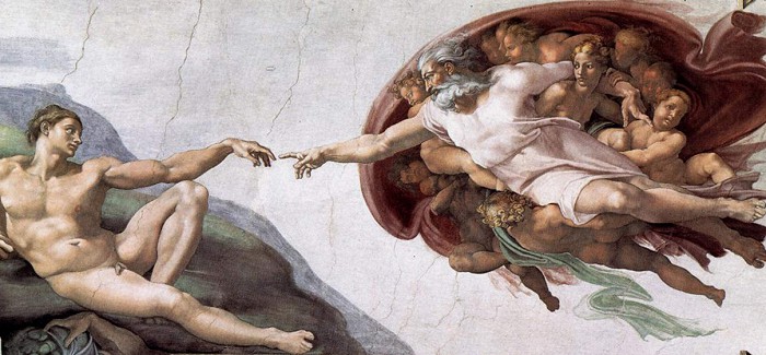 Знаменитая фреска Микеланджело «Сотворение Адама»
