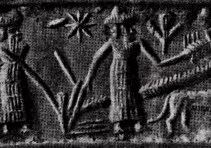 Шумеры с плугом. Оттиск печати. 2500 г. до н.э.