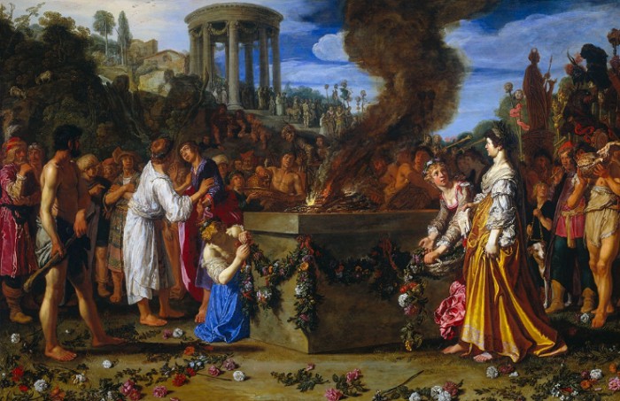 Спор Ореста и Пилада у алтаря. Картина голландского художника П. Ластмана, XVII в.