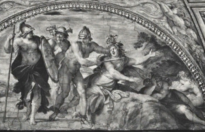 Персей убивает горгону Медузу. Фрагмент фрески работы А. Карраччи