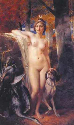 Ф. Вагнер. Богиня Диана с собакой и дичью