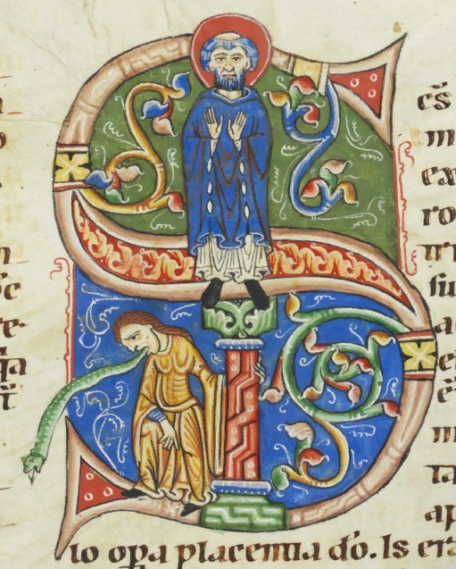 Симеон Столпник на средневековой книжной миниатюре