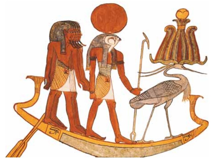Священная барка древних египтян. Фрагмент настенной росписи