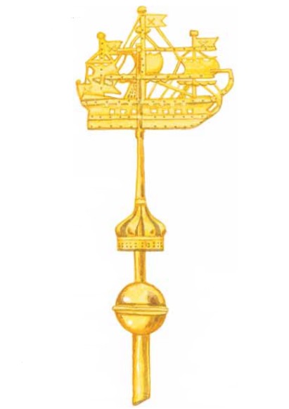 Трехмачтовый золотой кораблик на шпиле Адмиралтейства