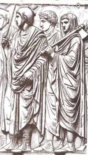 Римский жрец фламин со священным топором. Рельеф с алтаря Мира императора Августа