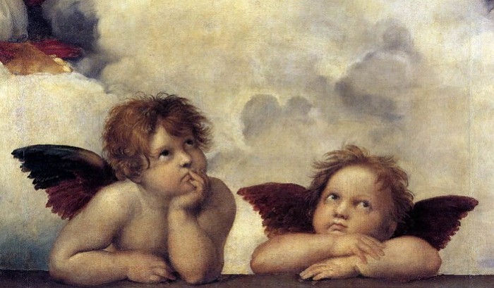 Два ангела. Фрагмент картины Рафаэля «Сикстинская мадонна» 
