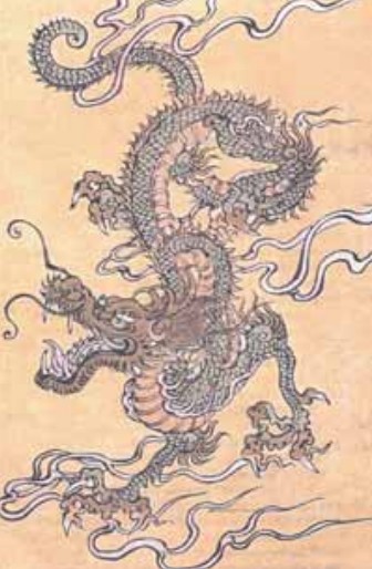 Дракон. Средневековая китайская роспись по шелку