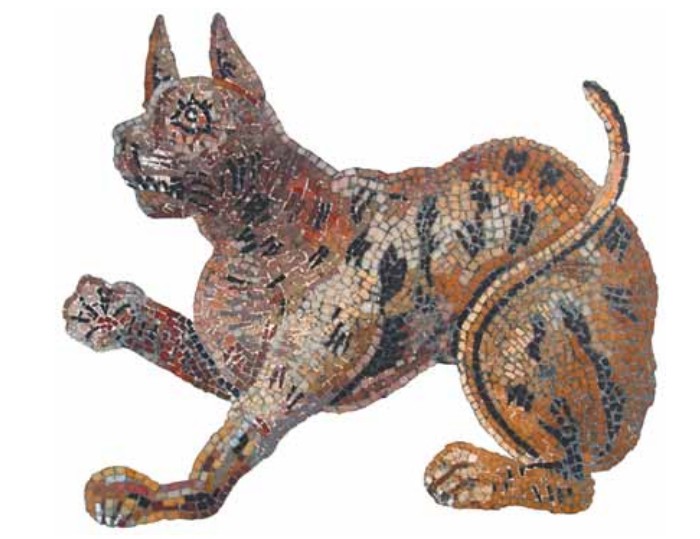Кот на древнеримской мозаике из Помпей