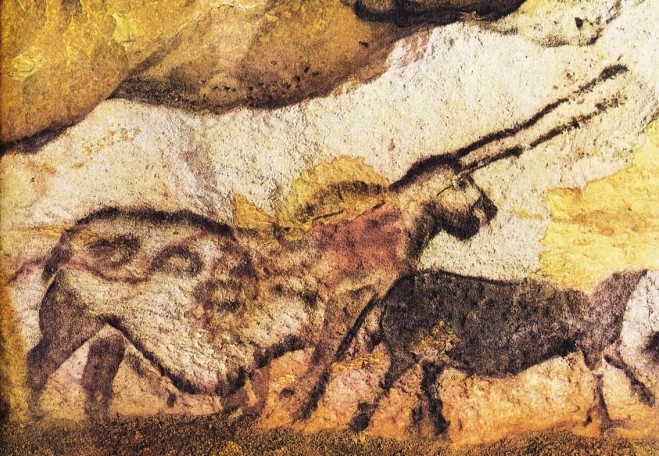 Предположительно древнейшее изображение единорога на стене пещеры Ласко во Франции