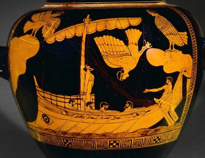 Одиссей слушает сирен. Древнегреческая ваза