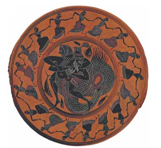 Борьба Геракла с Тритоном. Фрагмент росписи древнегреческой вазы, VI в. до н.э.