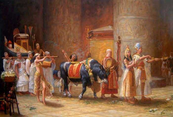 Введение священного быка в храм Аписа. Картина Ф.А. Бриджмена, XIX в.