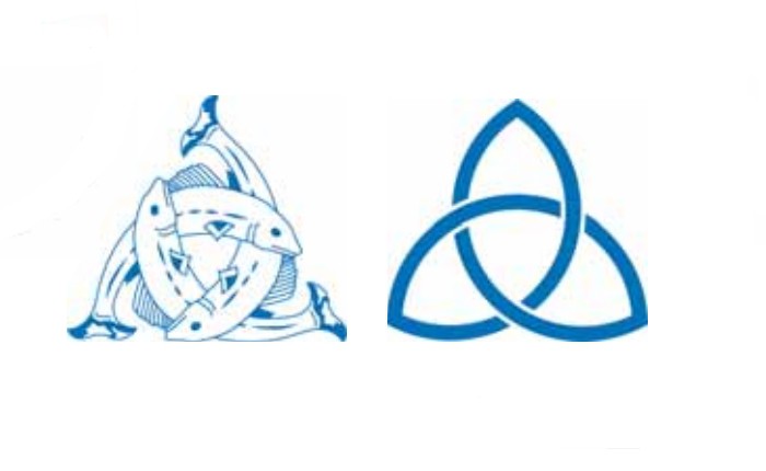 Христианские символы Святой Троицы, составленные из рыб и «рыбьих пузырей»