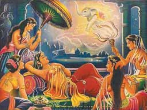 Сон царицы Майи. Каноническое индуистское изображение