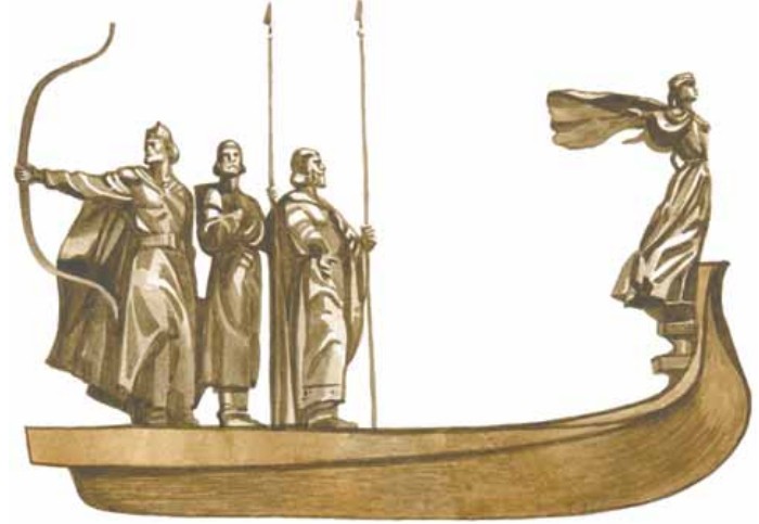 Кий, Щек, Хорив и Лыбедь. Памятник легендарным основателям Киева