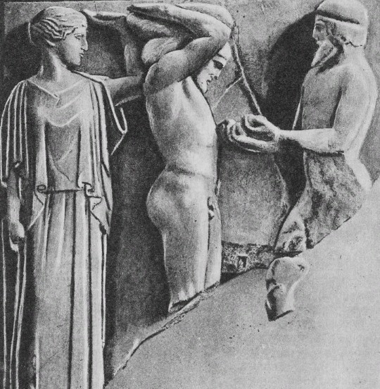 Геракл приносит Атланту яблоки гесперид. Древнегреческая мраморная скульптурная группа