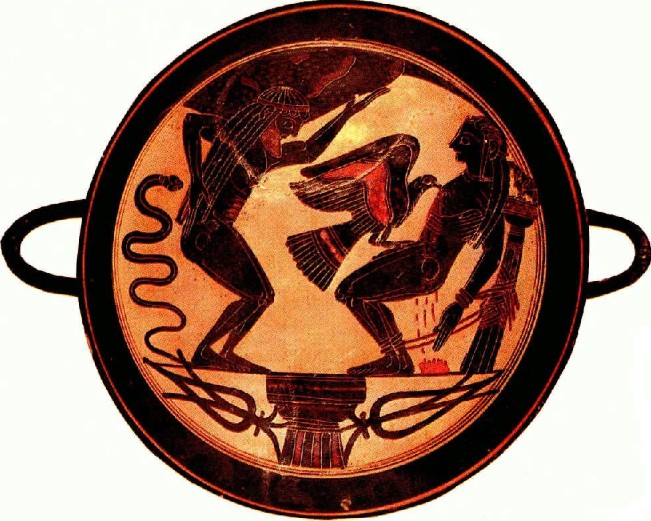 Орел, терзающий Прометея. Роспись древнегреческой вазы
