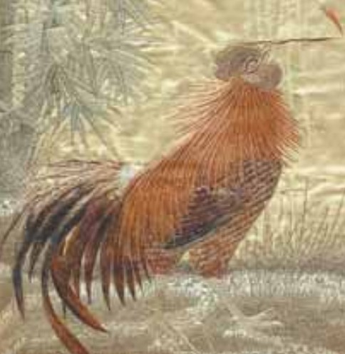Петух. Японская вышивка по шелку, XIX в.