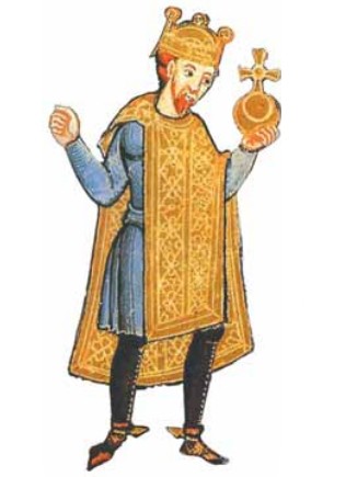 Германский император Генрих III с державой в руке. Средневековая миниатюра