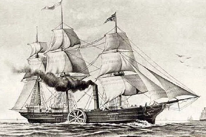 Первый морской пароход — паруснопаровое почтовое судно «Саванна». 1819 г.