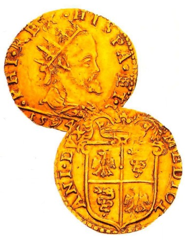 Монета Филиппа II Испанского. 1594 г. 