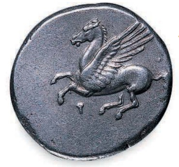 Крылатый конь Пегас на монетах Коринфа