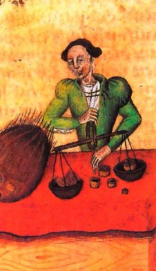 Продавец мускатного ореха. Иллюстрация из «Трактата о травах». Конец XV в. 