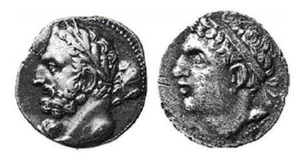 Гамилькар (слева) и Гасдрубал (справа) изображенные на монетах