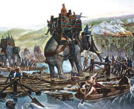 «Переправа слонов Ганнибала через Рону». Г. Мотте, 1848 г.