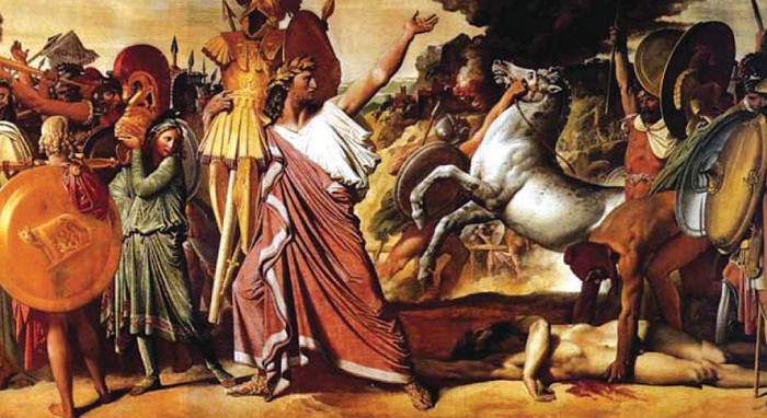 «Ромул – победитель Акрона несет его доспехи в храм Зевса». Энгр Жан Огюст Доминик. 1812 г.