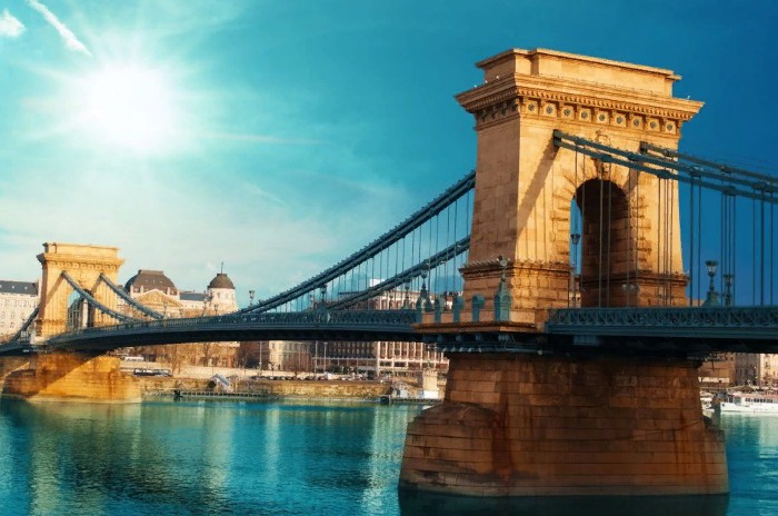 Цепной мост через реку Дунай