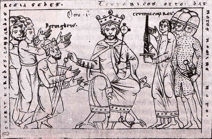 Победа Оттона I над Беренгарием. Рисунок. XII в.