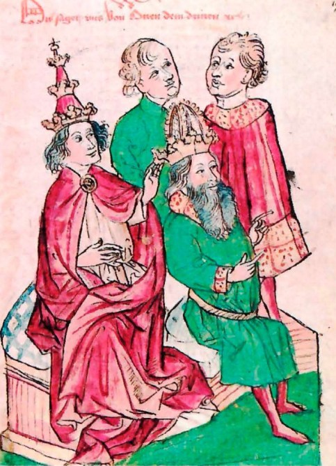 Император Оттон III и Папа Григорий V. Миниатюра. XV в.