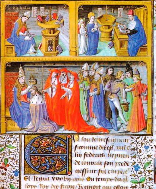 Коронация Фридриха I. Средневековая миниатюра