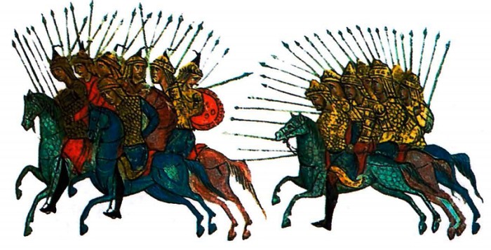 Битва византийской и арабской конниц. Хроники Иоанна Скилицы. XIII в.