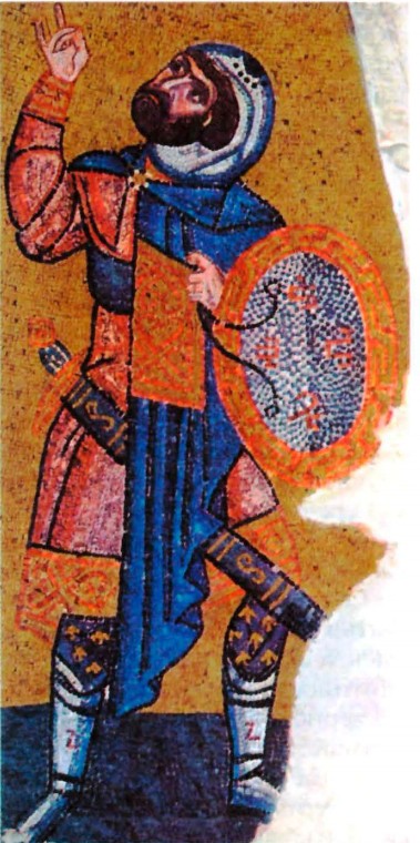Сотник Лонгин. Фрагмент мозаики с острова Хиос. XI в.