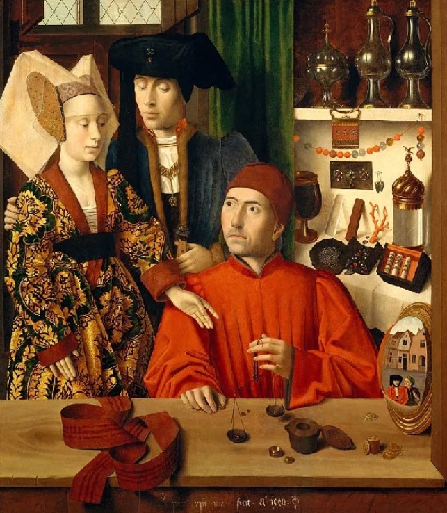Петрус Кри-стус. Св. Элигий в мастерской. 1449 г.