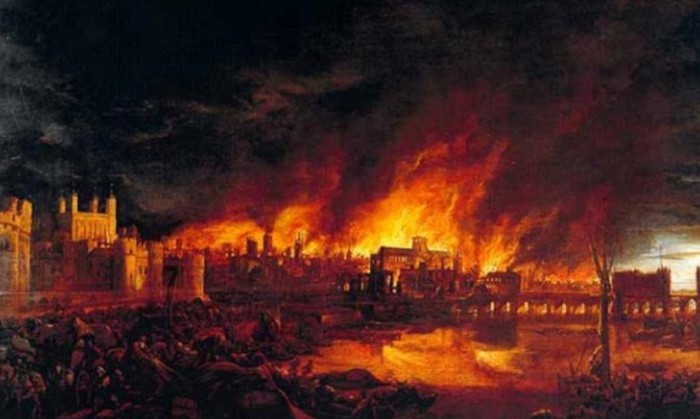 Великий пожар в Лондоне. Неизвестный художник. 1666 г.